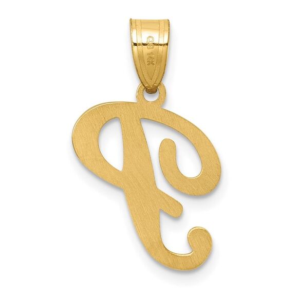 Kazi Luxury 14k Yellow Gold Script Letter P Initial Pendant - Picture 3 of 4